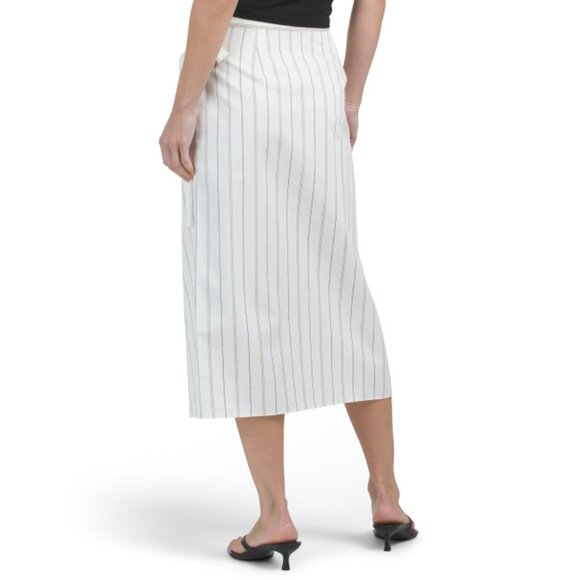 VINCE Off White Seedling Stripe Wrap Skirt - Picture 2 of 2